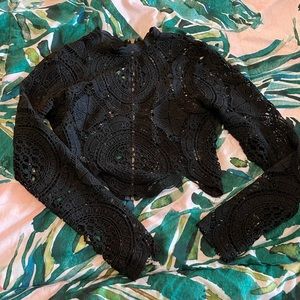 Black lace crop top